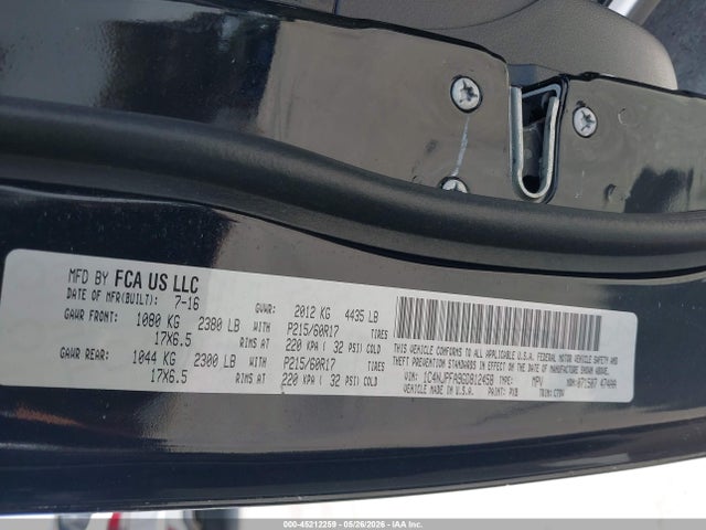 Продажа на аукционе авто 2016 Jeep Patriot Latitude, vin: 1C4NJPFA9GD812458, номер лота: 45212259