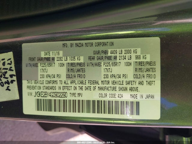 JM3KE2BY4G0902290 Mazda CX-5 SPORT