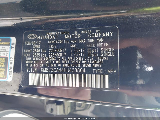 Hyundai Tucson Se Plus 2017 KM8J3CA44HU433884 Image 9