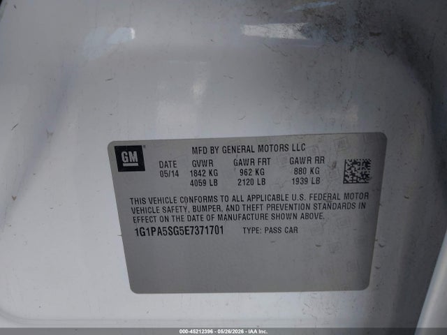 1G1PA5SG5E7371701 Chevrolet Cruze Ls Auto
