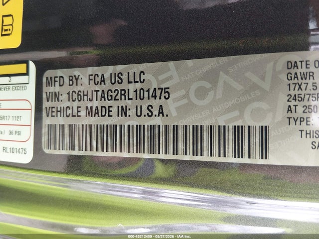2024 Jeep Gladiator Sport S მანქანა იყიდება აუქციონზე, vin: 1C6HJTAG2RL101475, აუქციონის ნომერი: 45212409