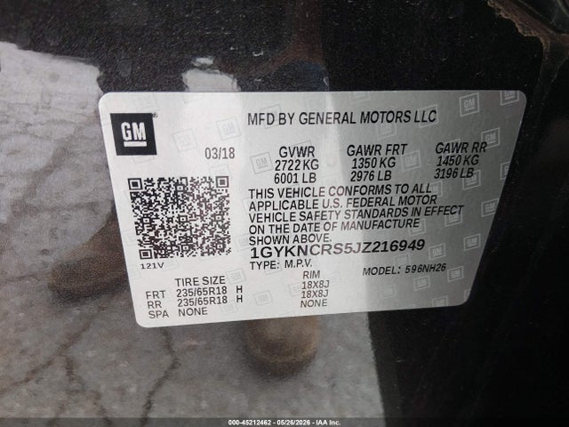 Aukcja sprzedaży 2018 Cadillac Xt5 Luxury, vin: 1GYKNCRS5JZ216949, numer aukcji: 45212462