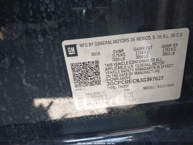 3GCPCREC9JG397623 Chevrolet Silverado 1500 1lt