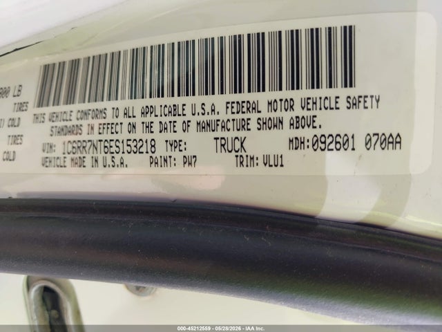 45212559 :رقم المزاد ، 1C6RR7NT6ES153218 vin ، 2014 Ram 1500 Laramie مزاد بيع