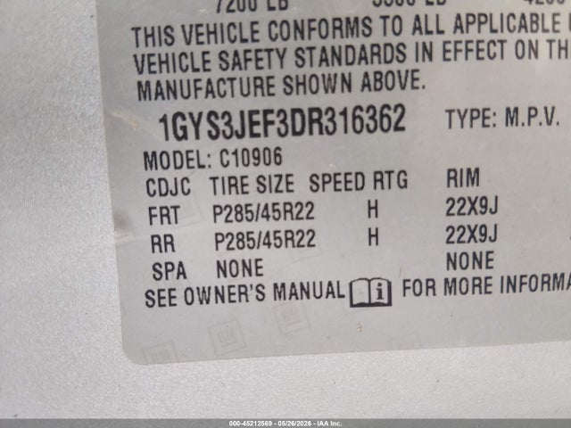 2013 Cadillac Escalade Esv Premium მანქანა იყიდება აუქციონზე, vin: 1GYS3JEF3DR316362, აუქციონის ნომერი: 45212569