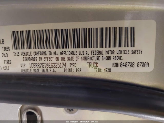 Aukcja sprzedaży 2014 Ram 1500 Big Horn, vin: 1C6RR7GT0ES325174, numer aukcji: 45212571