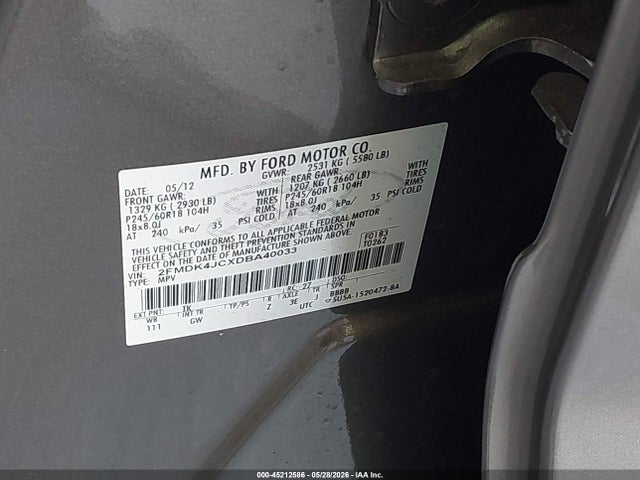 Продажа на аукционе авто 2013 Ford Edge Sel, vin: 2FMDK4JCXDBA40033, номер лота: 45212586