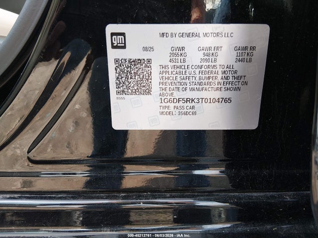 Продажа на аукционе авто 2026 Cadillac Ct4 Premium Luxury Rwd, vin: 1G6DF5RK3T0104765, номер лота: 45212761