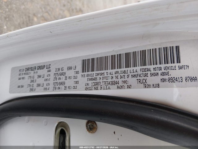 Aukcja sprzedaży 2014 Ram 1500 Big Horn, vin: 1C6RR7LT7ES436844, numer aukcji: 45212792