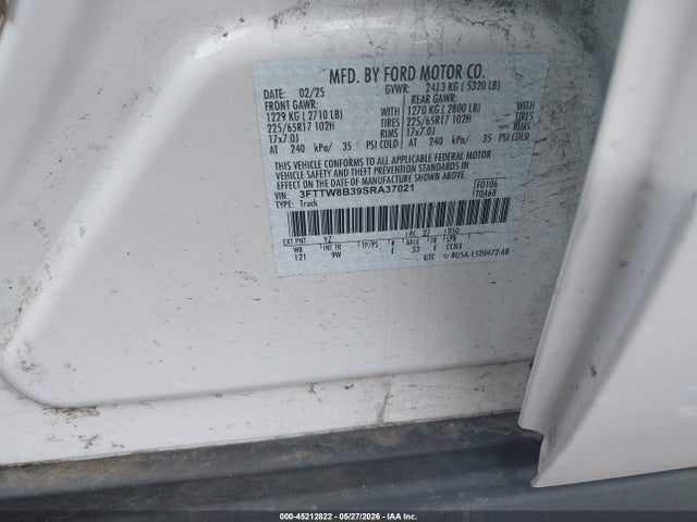 Продаж на аукціоні авто 2025 Ford Maverick Xl, vin: 3FTTW8B39SRA37021, номер лоту: 45212822