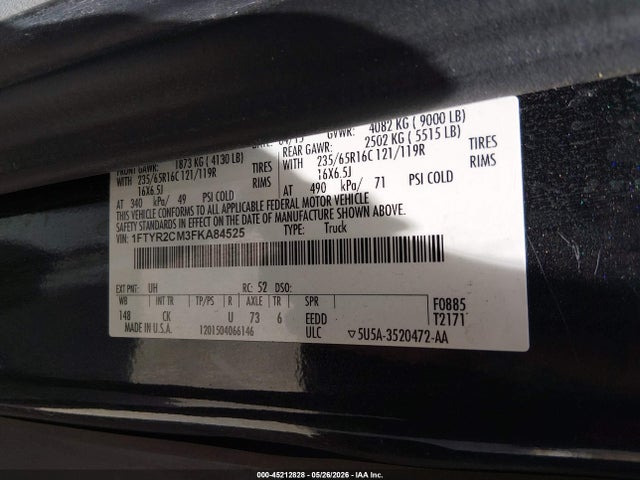 1FTYR2CM3FKA84525 Ford Transit-250