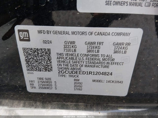 Продаж на аукціоні авто 2024 Chevrolet Silverado 1500 4wd  Short Bed Rst, vin: 2GCUDEED1R1204824, номер лоту: 45212838