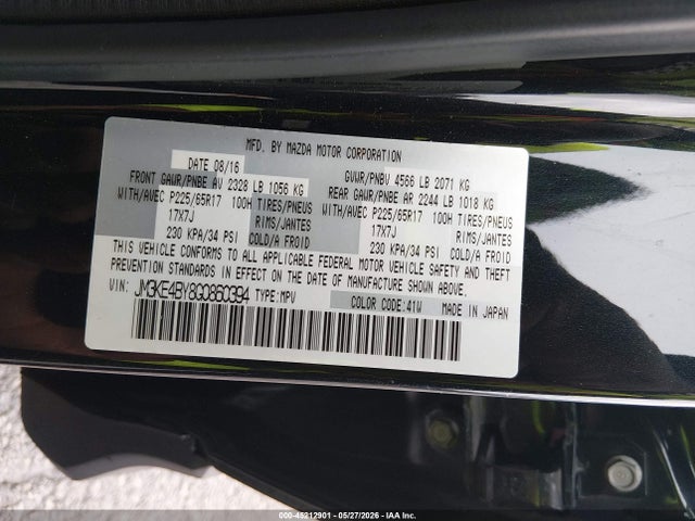 Aukcja sprzedaży 2016 Mazda Cx-5 Sport, vin: JM3KE4BY8G0860394, numer aukcji: 45212901