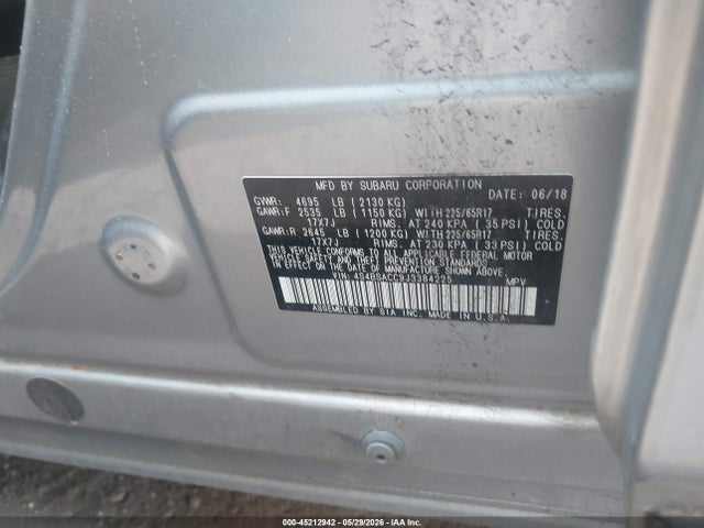 Subaru Outback 2.5i Premium 2018 4S4BSACC9J3384225 Image 9