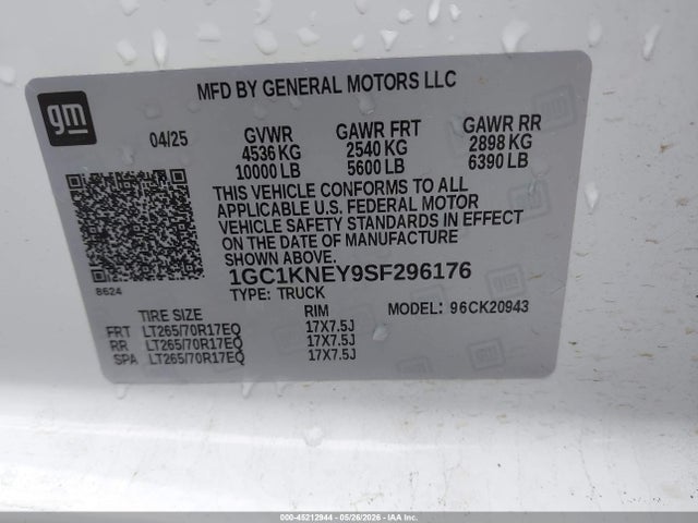 1GC1KNEY9SF296176 Chevrolet Silverado 2500hd 4wd Long Bed Lt