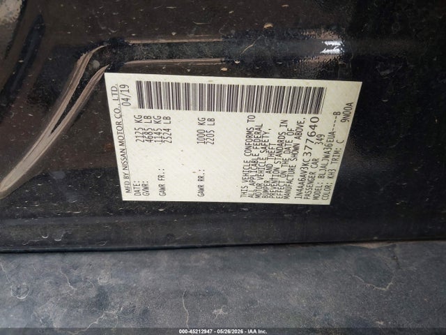 Nissan Maxima 3.5 Sv 2019 1N4AA6AV3KC377640 Image 9