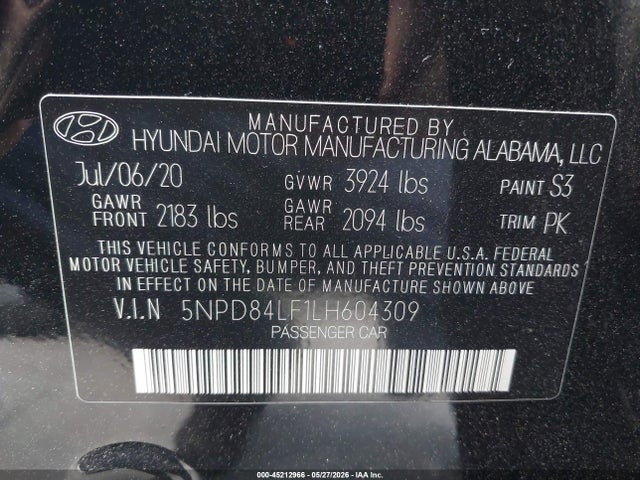 Hyundai Elantra Value Edition 2020 5NPD84LF1LH604309 Image 9