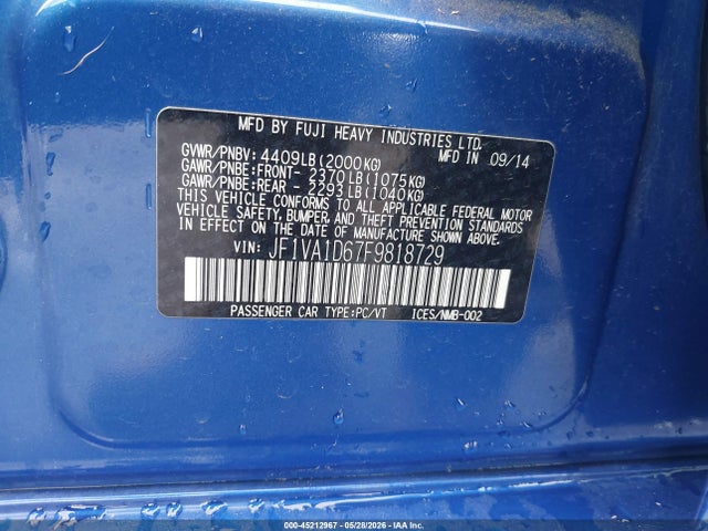 Subaru Wrx Premium 2015 JF1VA1D67F9818729 Image 9