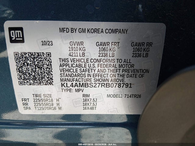 Aukcja sprzedaży 2024 Buick Encore Gx Preferred Fwd, vin: KL4AMBS27RB078791, numer aukcji: 45213016