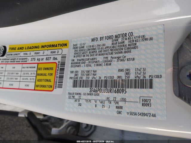 Ford Fusion Hybrid Se 2018 3FA6P0LU3JR168095 Image 9