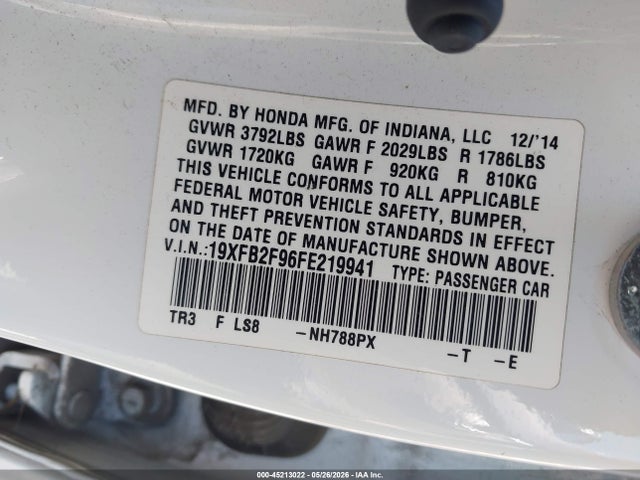 Honda Civic Ex-l 2015 19XFB2F96FE219941 Image 9