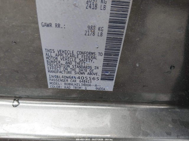 Продажа на аукционе авто 2024 Nissan Altima Sv Intelligent Awd, vin: 1N4BL4DW6RN405565, номер лота: 45213032