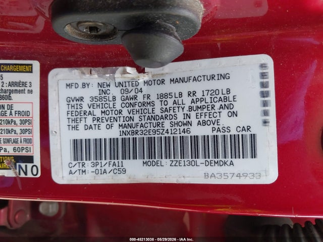 Aukcja sprzedaży 2005 Toyota Corolla Ce, vin: 1NXBR32E95Z412146, numer aukcji: 45213038
