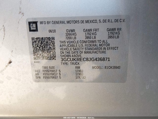 3GCUKREC8JG436871 Chevrolet Silverado 1500 1lt