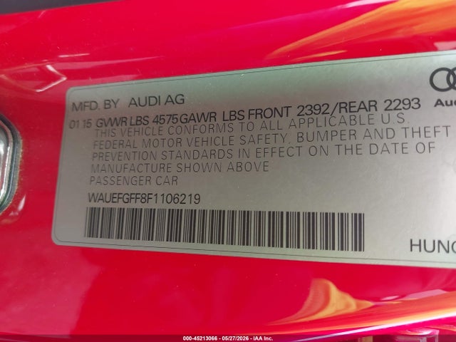 Audi A3 2.0t Premium 2015 WAUEFGFF8F1106219 Image 9