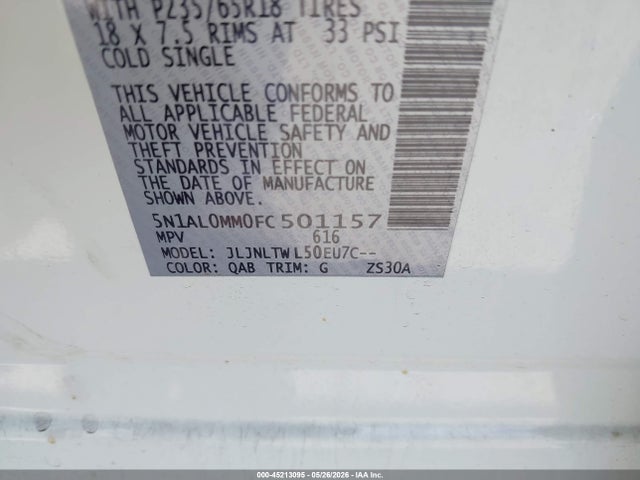 5N1AL0MM0FC501157 Infiniti QX60