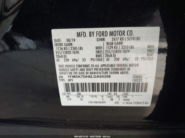 1FMSK7DH6LGA60268 Ford EXPLORER XLT