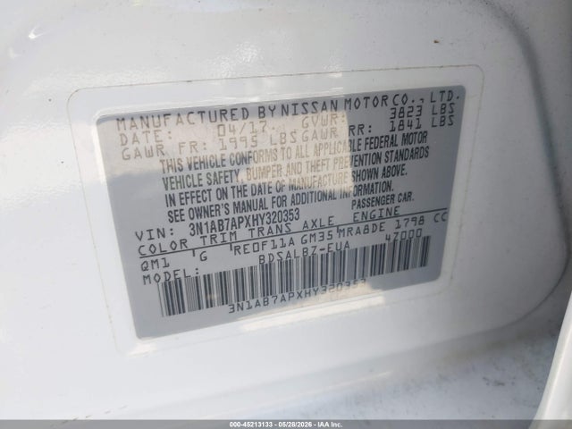 3N1AB7APXHY320353 Nissan SENTRA S