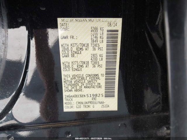 Nissan Titan Pro-4x 2014 1N6AA0EC6EN519825 Image 9