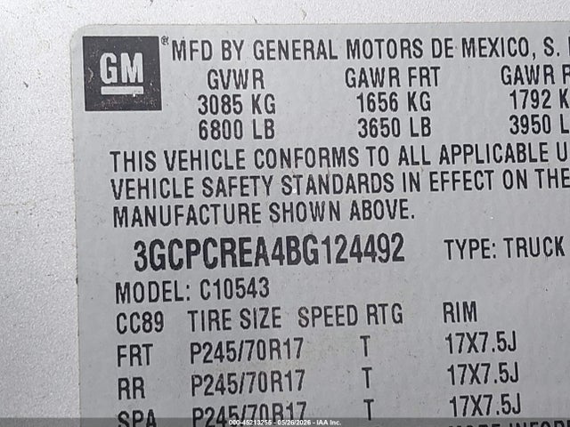 Aukcja sprzedaży 2011 Chevrolet Silverado 1500 Ls, vin: 3GCPCREA4BG124492, numer aukcji: 45213255