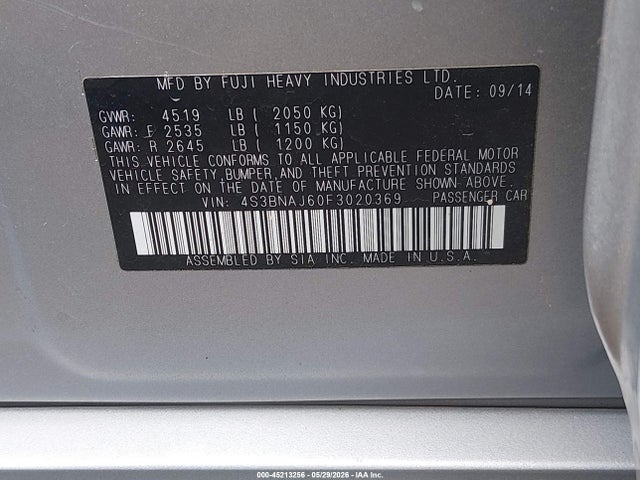 4S3BNAJ60F3020369 Subaru Legacy 2.5i Limited