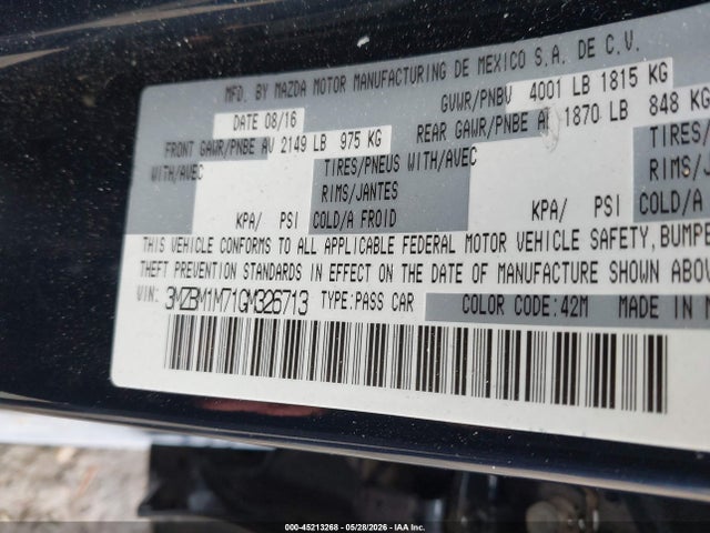 3MZBM1M71GM326713 Mazda Mazda3 I Touring