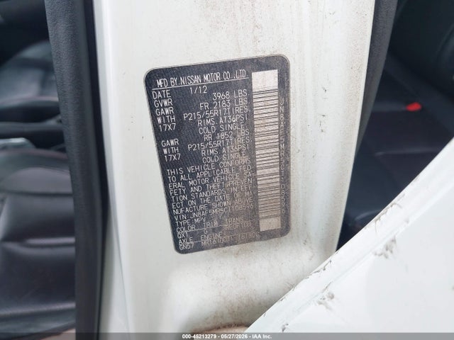 Продаж на аукціоні авто 2012 Nissan Juke Sl, vin: JN8AF5MR5CT108596, номер лоту: 45213279