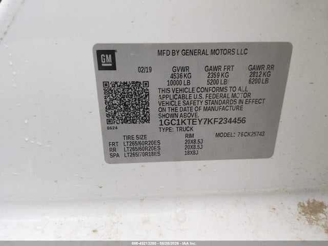 1GC1KTEY7KF234456 Chevrolet Silverado 2500hd Ltz
