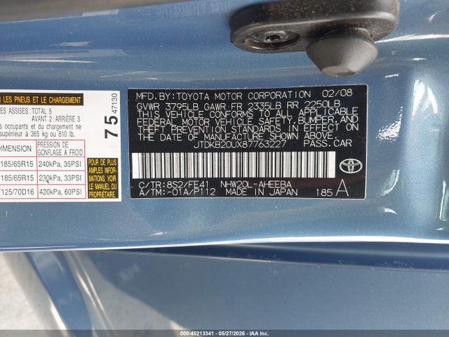 Продажа на аукционе авто 2008 Toyota Prius, vin: JTDKB20UX87763227, номер лота: 45213341