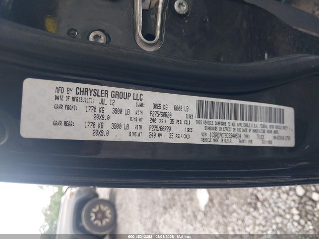 Aukcja sprzedaży 2012 Ram 1500 St, vin: 1C6RD7KT9CS340534, numer aukcji: 45213388