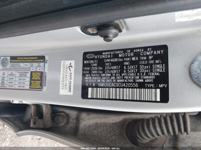 2012 Hyundai Tucson Gls მანქანა იყიდება აუქციონზე, vin: KM8JUCAC3CU420556, აუქციონის ნომერი: 45213384