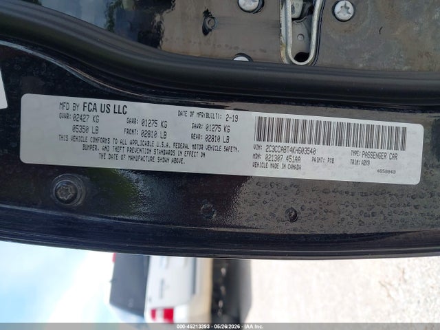 Aukcja sprzedaży 2019 Chrysler 300 300s, vin: 2C3CCABT4KH603540, numer aukcji: 45213393