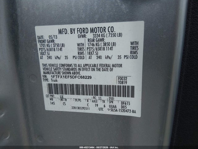 Продаж на аукціоні авто 2013 Ford F-150 Stx, vin: 1FTFX1EF5DFC68229, номер лоту: 45213464