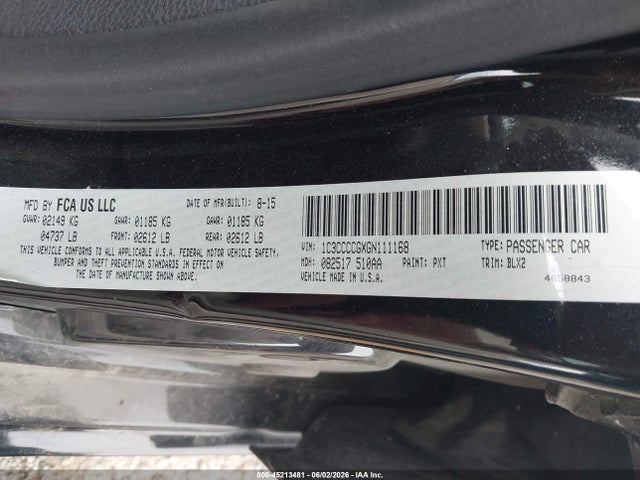 45213481 :رقم المزاد ، 1C3CCCCGXGN111168 vin ، 2016 Chrysler 200 C Platinum مزاد بيع