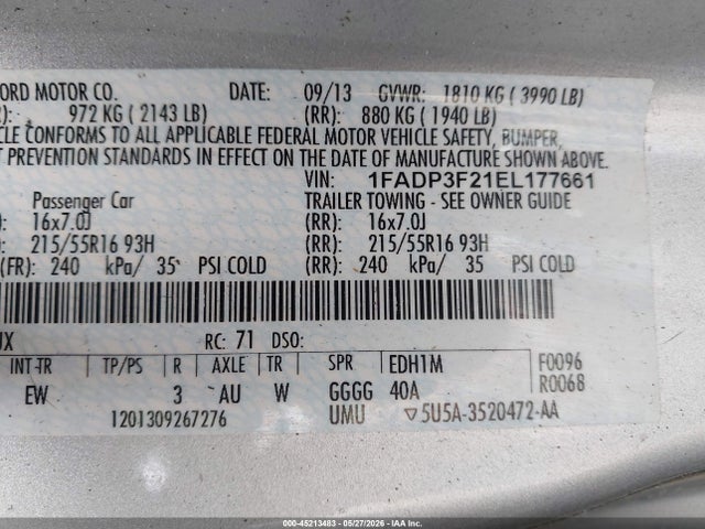 Aukcja sprzedaży 2014 Ford Focus Se, vin: 1FADP3F21EL177661, numer aukcji: 45213483