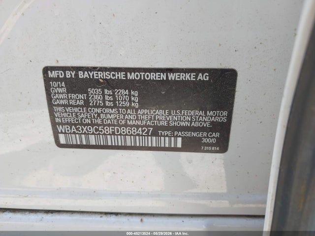 Продаж на аукціоні авто 2015 Bmw 335i Gran Turismo Xdrive, vin: WBA3X9C58FD868427, номер лоту: 45213524