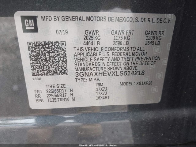 3GNAXHEVXLS514218 Chevrolet Equinox Fwd Ls