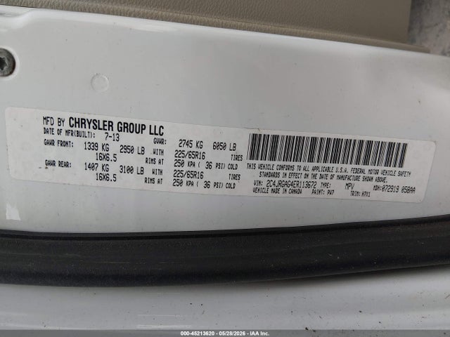 Продаж на аукціоні авто 2014 Ram Cargo Tradesman, vin: 2C4JRGAG4ER113672, номер лоту: 45213620