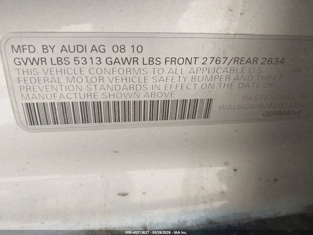45213627 :رقم المزاد ، WAUKGAFB2BN023253 vin ، 2011 Audi A6 3.0 Premium مزاد بيع