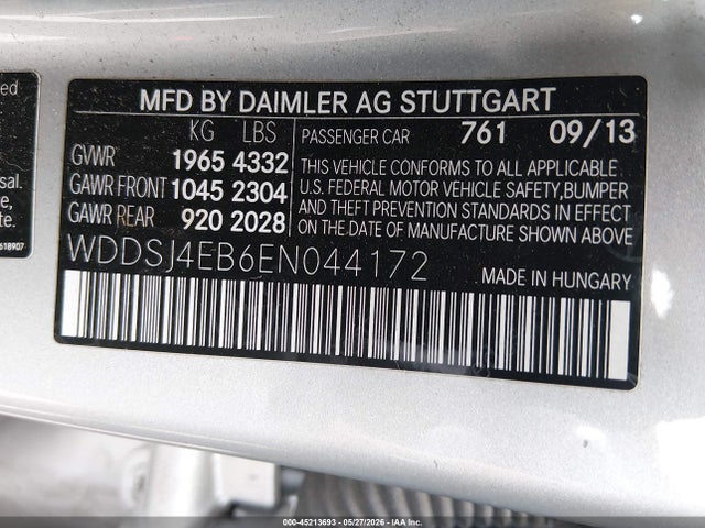 Auction sale of the 2014 Mercedes-benz Cla 250, vin: WDDSJ4EB6EN044172, lot number: 45213693